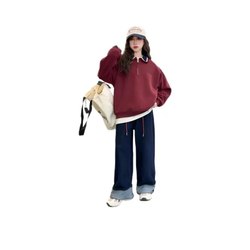 Dragon Dance Ангора Красный Флис С Подкладкой Худи и Свитшоты + Флис С Подкладкой Джинсы Kids Повседневная Спортивная Одежда