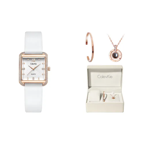 ColevKie Кварцевый механизм ремень из натуральной кожи женские часы белый циферблат