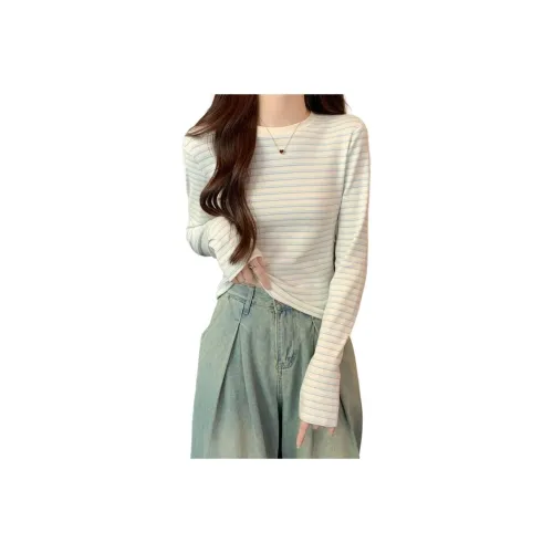 HAPG Синие Белые Полосатые Женские T-Рубашки