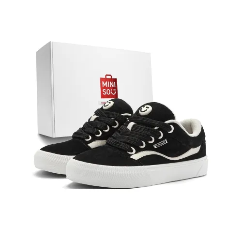 Miniso Скейтборд Кроссовки Низкие Классические Черные Белые Унисекс