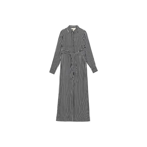 MICHAEL KORS FW23 Длинное платье с длинными рукавами женское черное