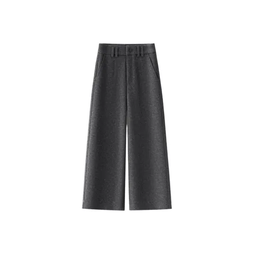 Широкие брюки женские Осень и зима 2025 HIGH RISE Утягивающие обрезанные брюки из шерсти прямого кроя