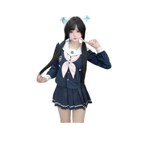 SHENBEI JK Little Sunshine Длинный рукав + мини-юбка + галстуки-бабочки Женские комплекты с юбкой