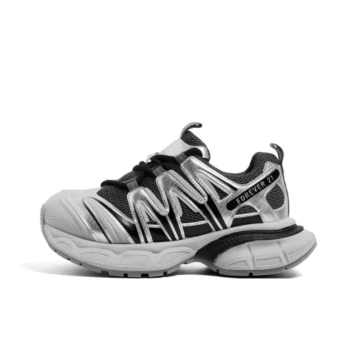 FOREVER 21 Амортизация Износостойкие Низкие Кеды Женские Серебристый Черный