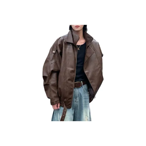 GANGZAI Кожа Куртка Пальто Унисекс