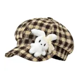 Черно-белая клетка, кролик, восьмиугольная кепка, черный кофе, клетчатый