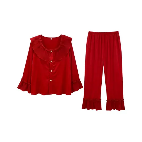 Daiyindie Осенние и зимние пижамы женские ледяной шелк с длинными рукавами штаны