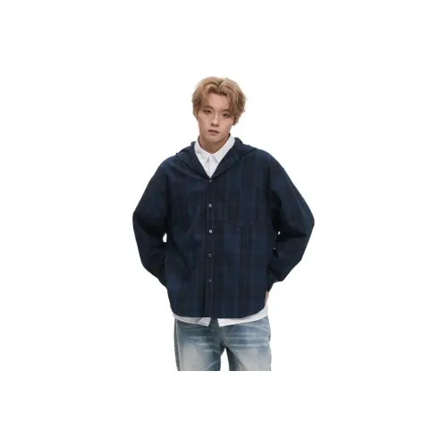 YINLANGSHIJIA Синий Мужская Рубашка