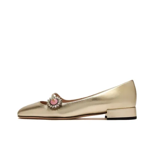 Valentino PRESHOES Плоская подошва Туфли Мэри Джейн Женские Золотые