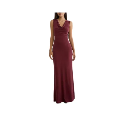 Motel Rocks Namra Cowl Шея Maxi Dress В Купро Burgundy Без рукавов Платье Женское
