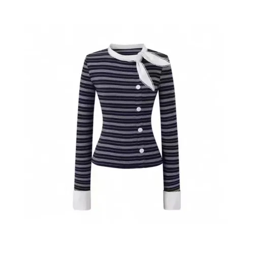 EMDPN Синие полосы T-рубашка Женская T-рубашка