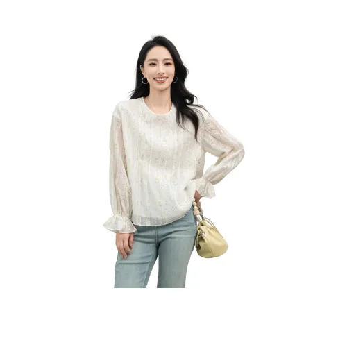 Shavani Осенний Топ Рубашка Женская Светлый Цветочный Узор