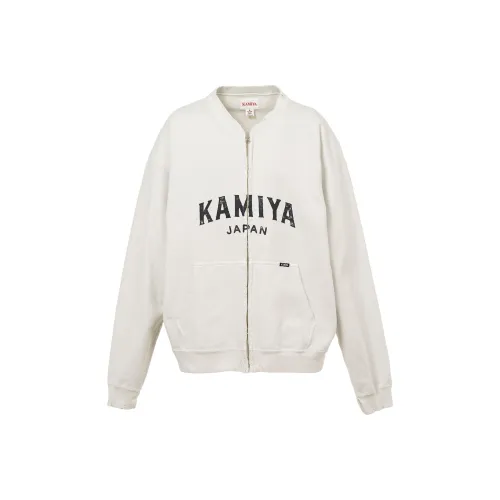 KAMIYA FW25 'KAMIYA Логотип' Потертый Куртка на молнии Sweat Куртки и Пальто Мужской
