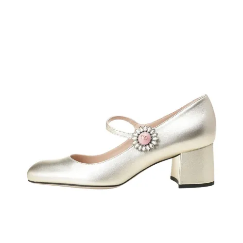 Valentino Garavani Грубый каблук Туфли Мэри Джейн Женские Золотые