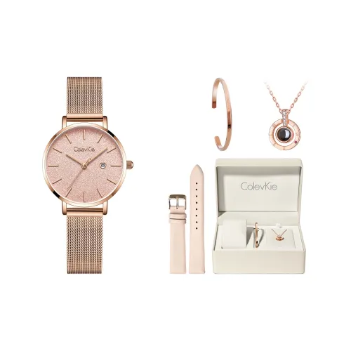 ColevKie Кварцевый механизм ремешок из нержавеющей стали женские часы розовый циферблат