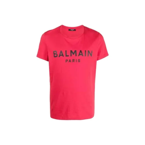BALMAIN Red Men's T-Shirts BALMAIN Красные Мужские Футболки