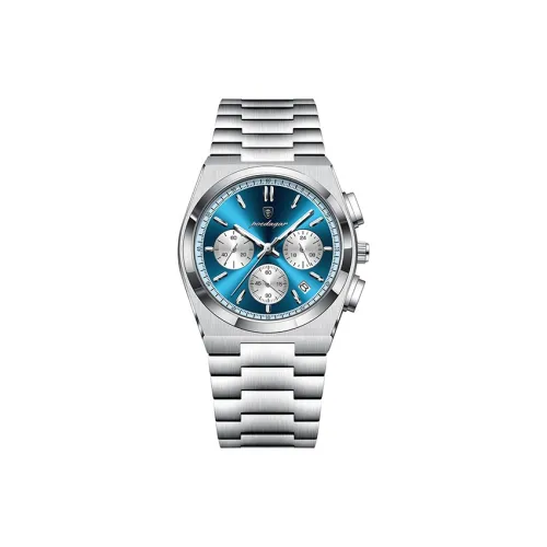 POEDAGAR Кварцевый механизм ремешок из нержавеющей стали мужские часы синий циферблат