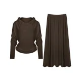 Коричневый трикотаж + юбка