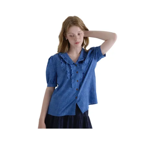 WILLBEWELL Blue Women's Shirts WILLBEWELL Синий Женские Рубашки