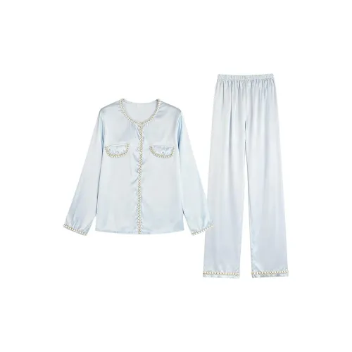Daiyindie Осенне-зимняя пижама для женщин ледяной шелк с длинными рукавами домашняя одежда