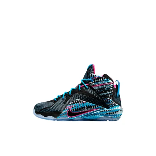 Nike Lebron 12 High Топ Баскетбольные Кроссовки Черный Синий Детский