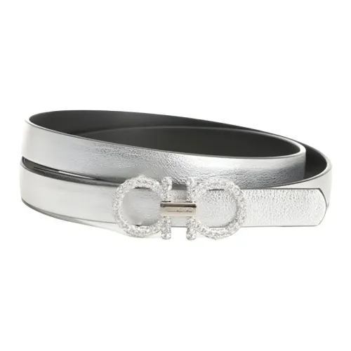 FERRAGAMO Телячья кожа Кожаные ремни Женские Серебряный 1,3 см