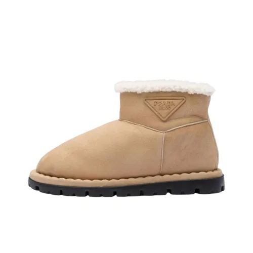 PRADA Термостойкие Устойчивые к Износу Короткие Снежные Ботинки Женские Светлый Бежевый