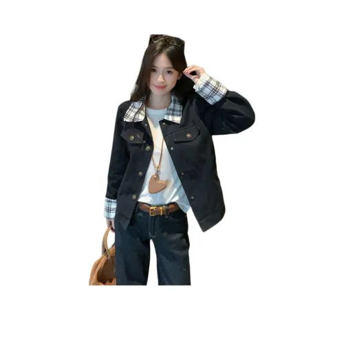 LANGQING Темно-синий Бесплатно LANGQING Бренд Velcro Женские Короткие пальто