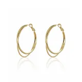 Серьги-кольца из серебра 999 пробы с двойной иглой [5 см, διακριно красивые]