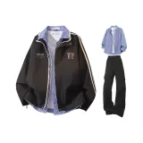 Чёрная рубашка в клетку + чёрные штаны