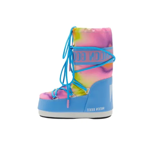 MOON BOOT Водонепроницаемый и Теплый Детские ботинки Синий Tie Dye Детский