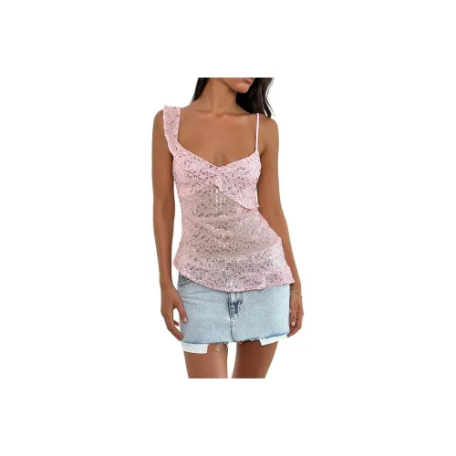 Motel Rocks Iranila Asymmetric Топ в Газовый Sequ Малыш Pk Топ на бретелях Женские