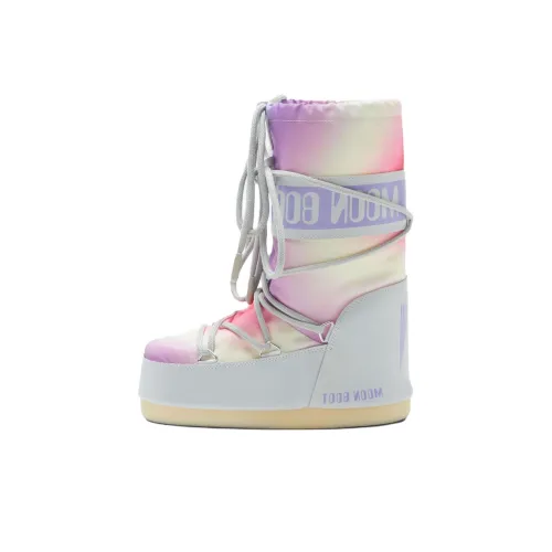 MOON BOOT Термические ботинки для детей с высоким коленом серые Tie Dye для малышей