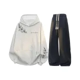 Белый серый топ + черные штаны