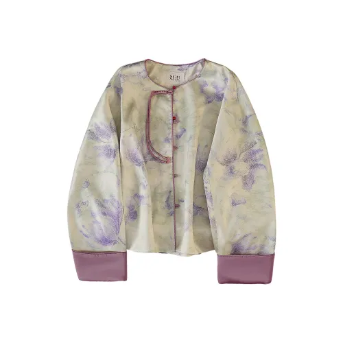 TOUCH Укороченное пальто женское зеленый фиолетовый цветочный дизайн