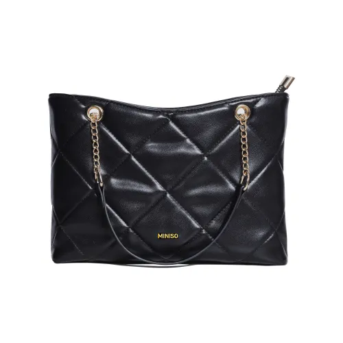 Miniso Сумка через плечо из синтетической кожи среднего размера женская черная белая
