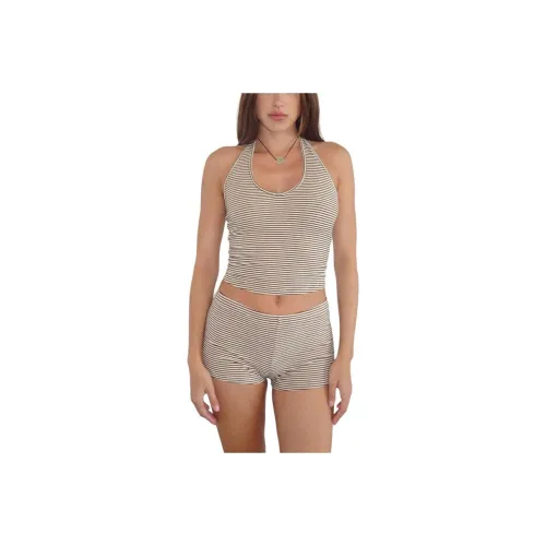 Motel Rocks Jules Топ в полоску Джерси Neutral Коричневый Топ на бретелях Женские