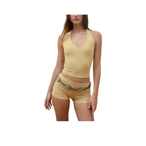 Motel Rocks Jules Топ в полоску Джерси Желтый GREY Топ на бретелях Женские