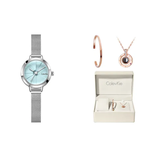 ColevKie Кварцевый механизм Стальной ремешок Часы Женские с синим циферблатом