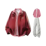 Бордовый + Красный Клетка Рубашка + Светло-Серые Штаны