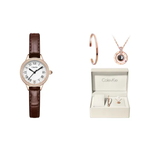 ColevKie Кварцевый механизм ремень из натуральной кожи женские часы белый циферблат