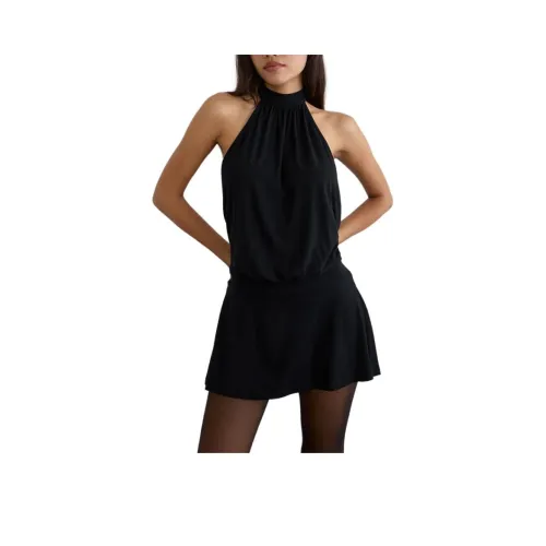 Motel Rocks Vaklina MI Платье Район Джерси Черное Без рукавов Платье Женское