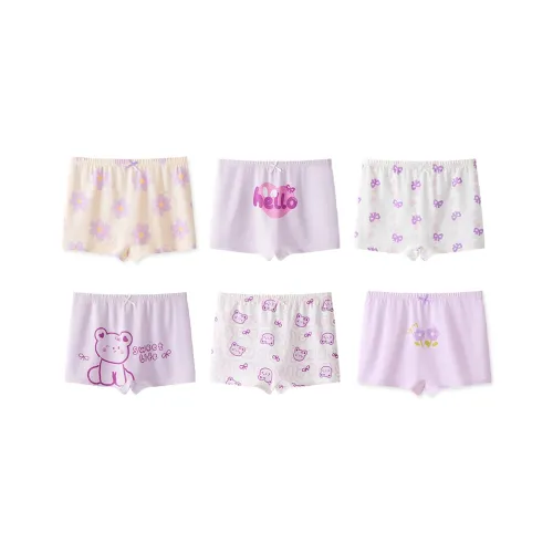 Хлопок 6 упаковок Фиолетовый + Светло-фиолетовый + Светло-фиолетовый + Белый + Экрю + Абрикос Kids Трусы