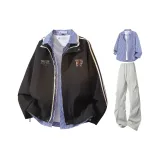 Чёрная рубашка в клетку + тёмно-синие штаны