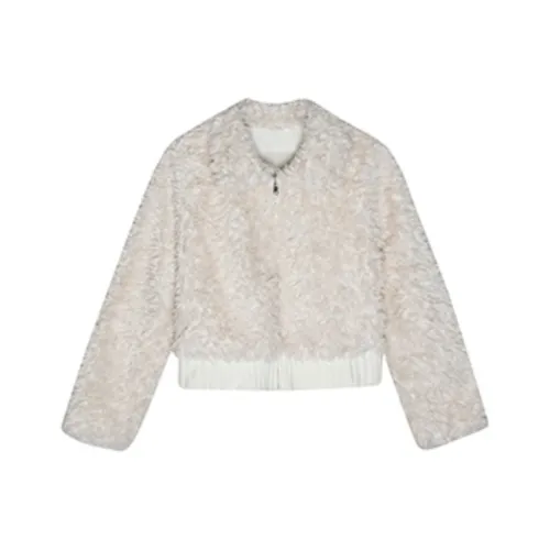 HeartyBite Теплое Белое Овечья Шерсть Пальто Женское Меховое