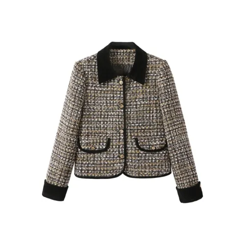 PZGE Черный Золотой Пальто Женское Меховое