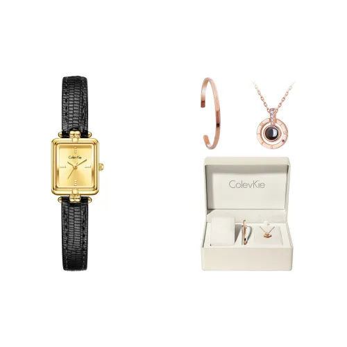 ColevKie Кварцевый механизм натуральная кожа ремешок женские часы золотой циферблат