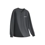 [Вафельная вязка Генри Воротник] Темно-серый (Mf22 Ярко-белый Английский Логотип на груди)