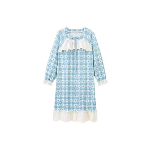 Qian Rise Клетчатый Stars Heart Женские Ночные сорочки