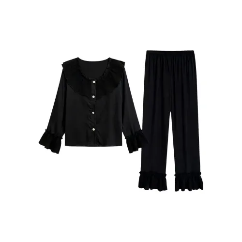 Daiyindie Осенне-зимняя пижама для женщин ледяной шелк длинные рукава